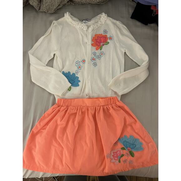 Heartstrings White A Cardigan Fluorescent Skirt With Flowers size 6 - Picture 2 of 7